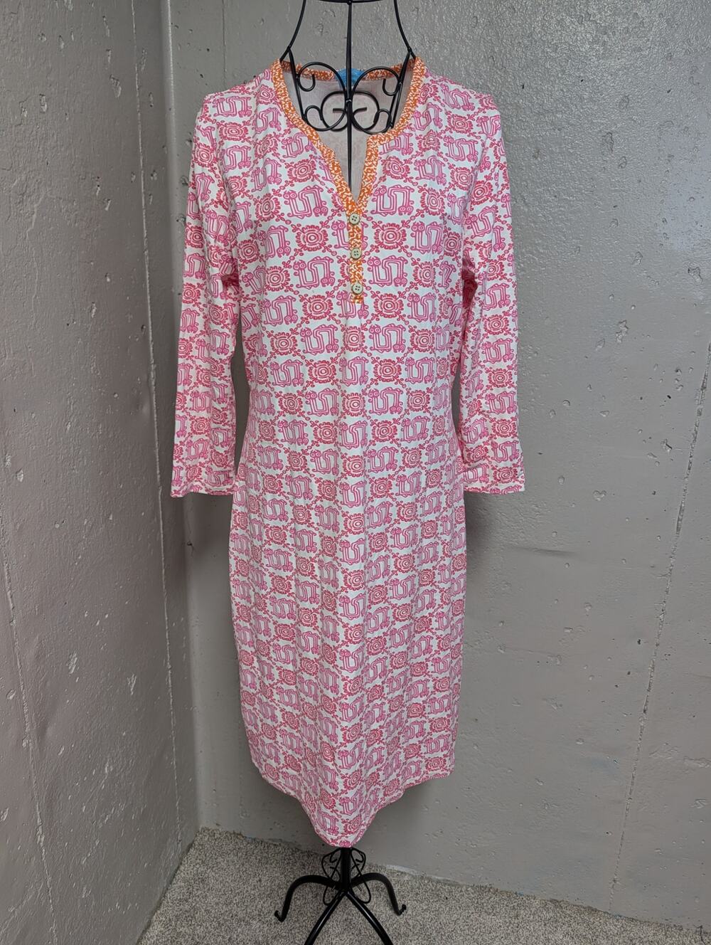 J. McLaughlin for Dillard’s Pink Print 3/4 Sleeve Shift Dress